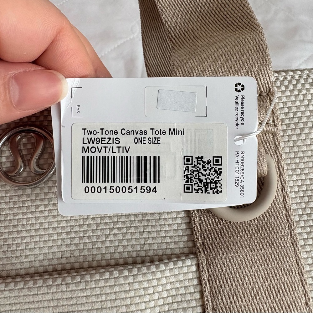 Lululemon Two Tone Mini Canvas Tote - Mojave Tan and Light Ivory - Picture 7 of 8